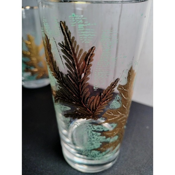 Vintage Gold Leaf Overlay mid-century drinking glasses X6 - Picture 4 of 10